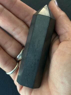 Shungite Hexagonal Pointed Crystal Tower